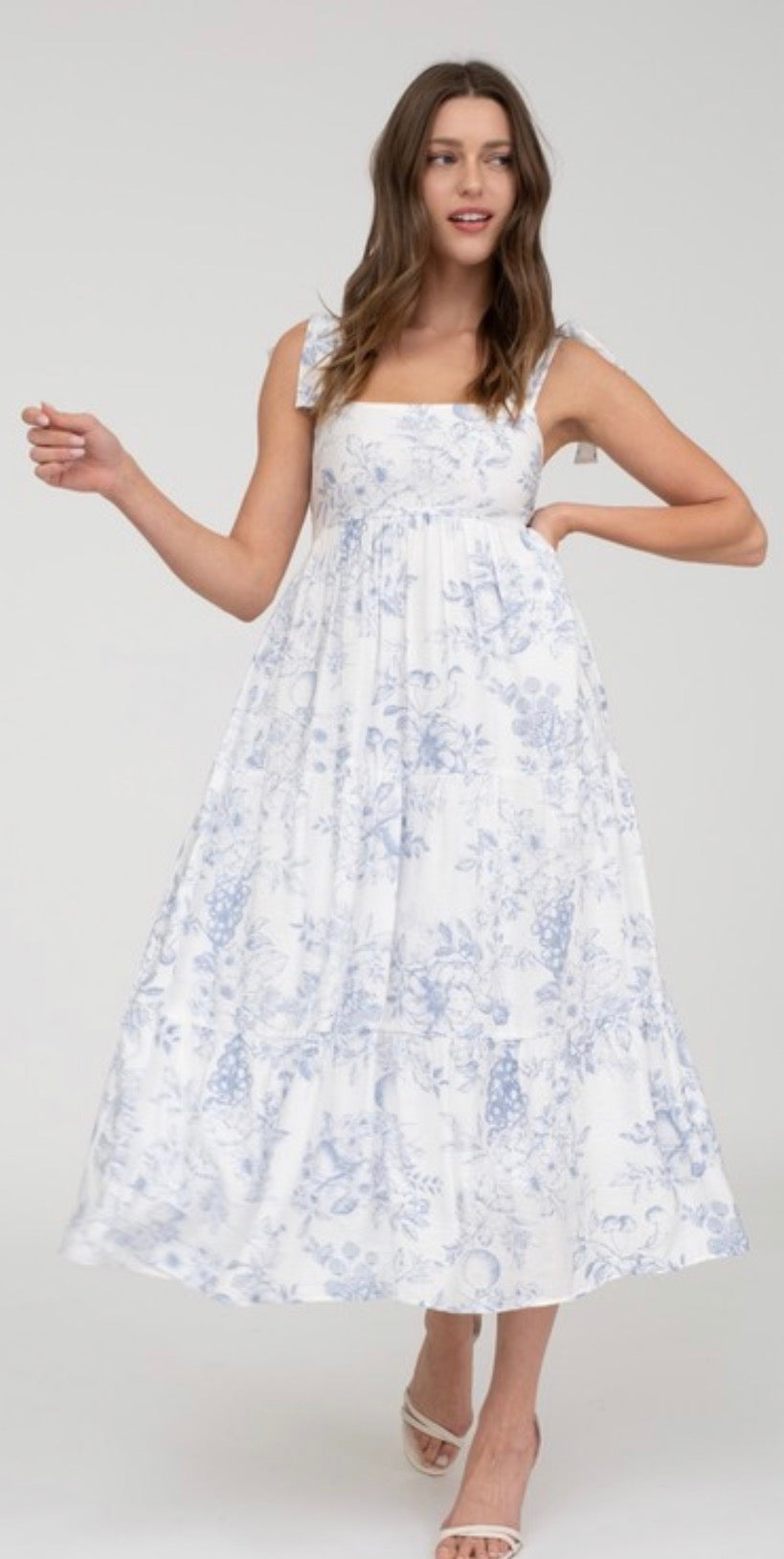 Fruit Blossom Tiered Midi Dress