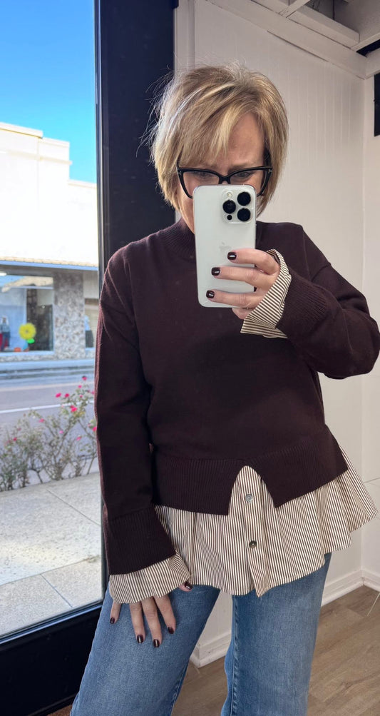 Just A Classic Brown Layered Top