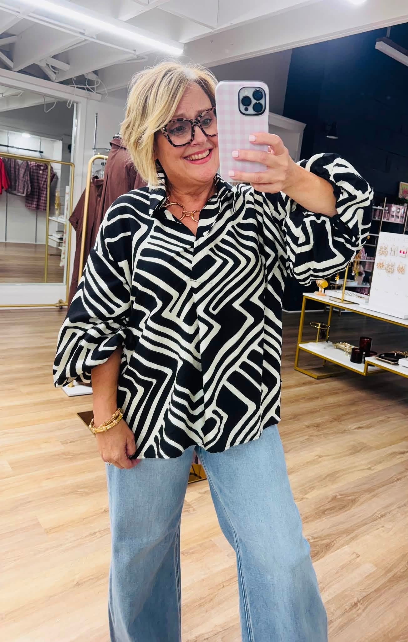 Posh Lifestyle Black + Tan Top