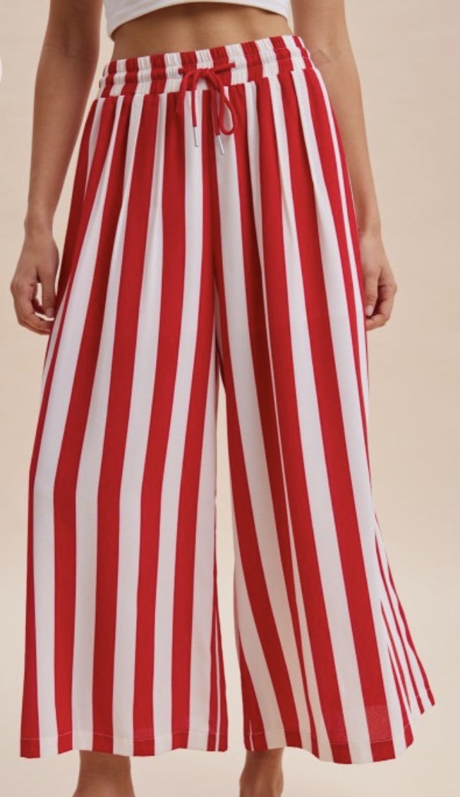 Pier My Way Red Striped Pants