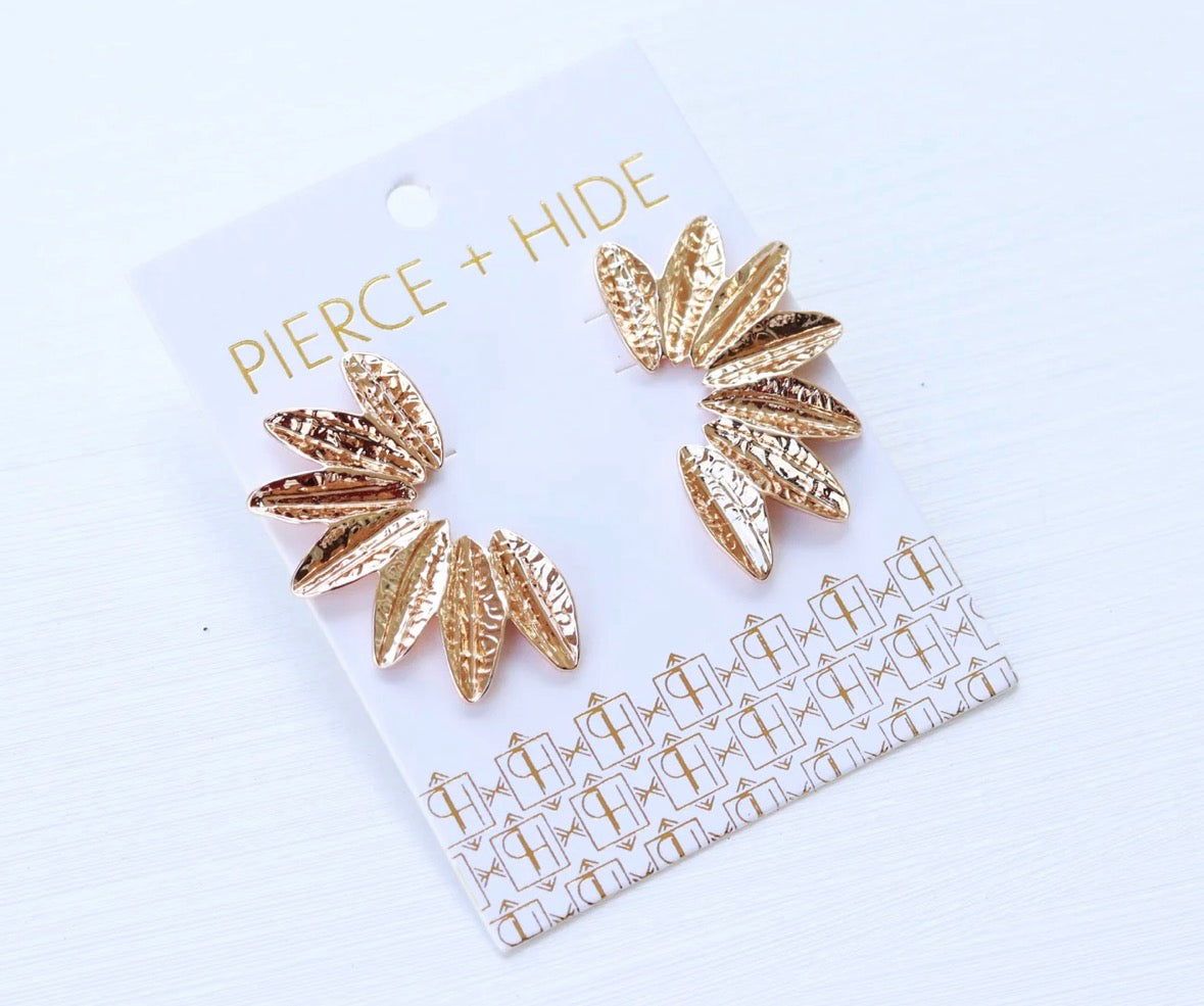 Small Textured Gold Wing Earrings