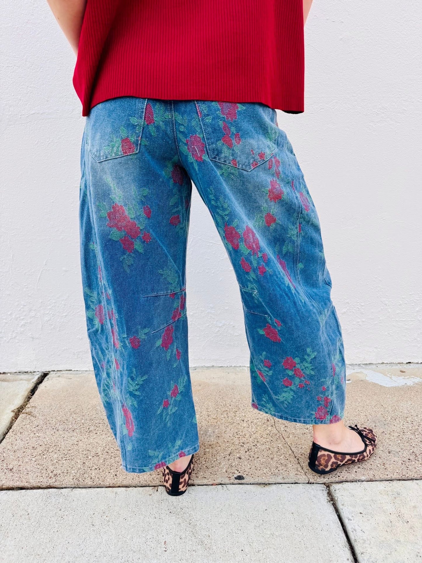 Cover Me In Roses Barrel Jean