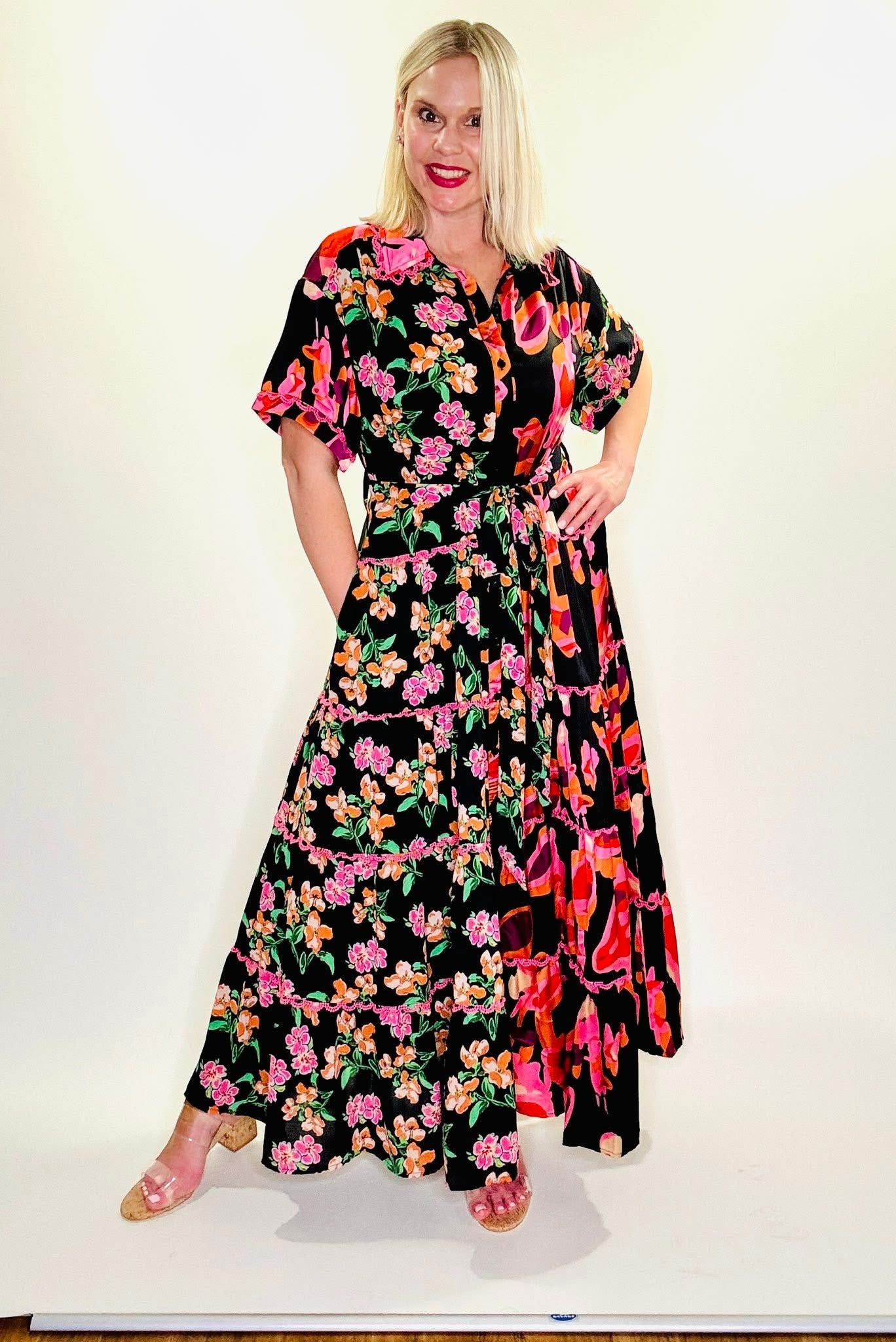 Button Down Floral Maxi Dress
