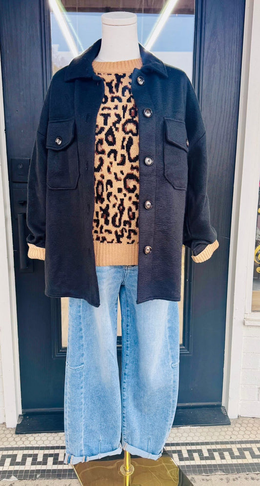 Bonfire Cozy Black Button Down