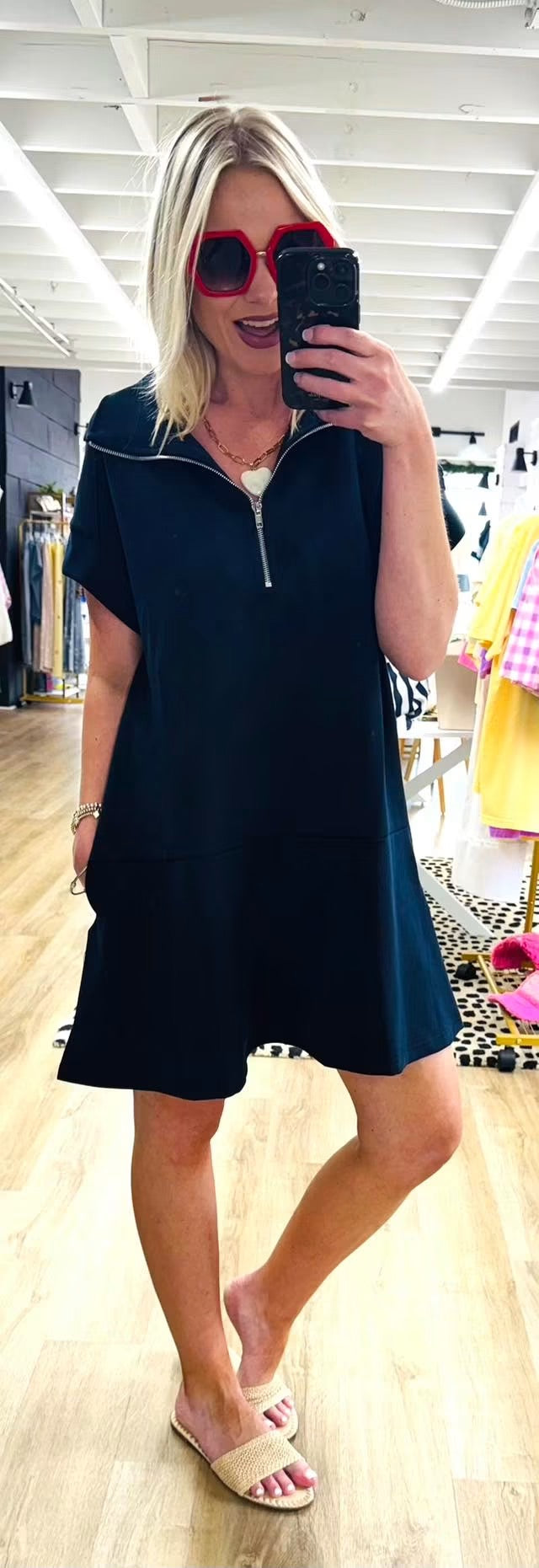 Favorite Fit Quarter Zip DressNavy