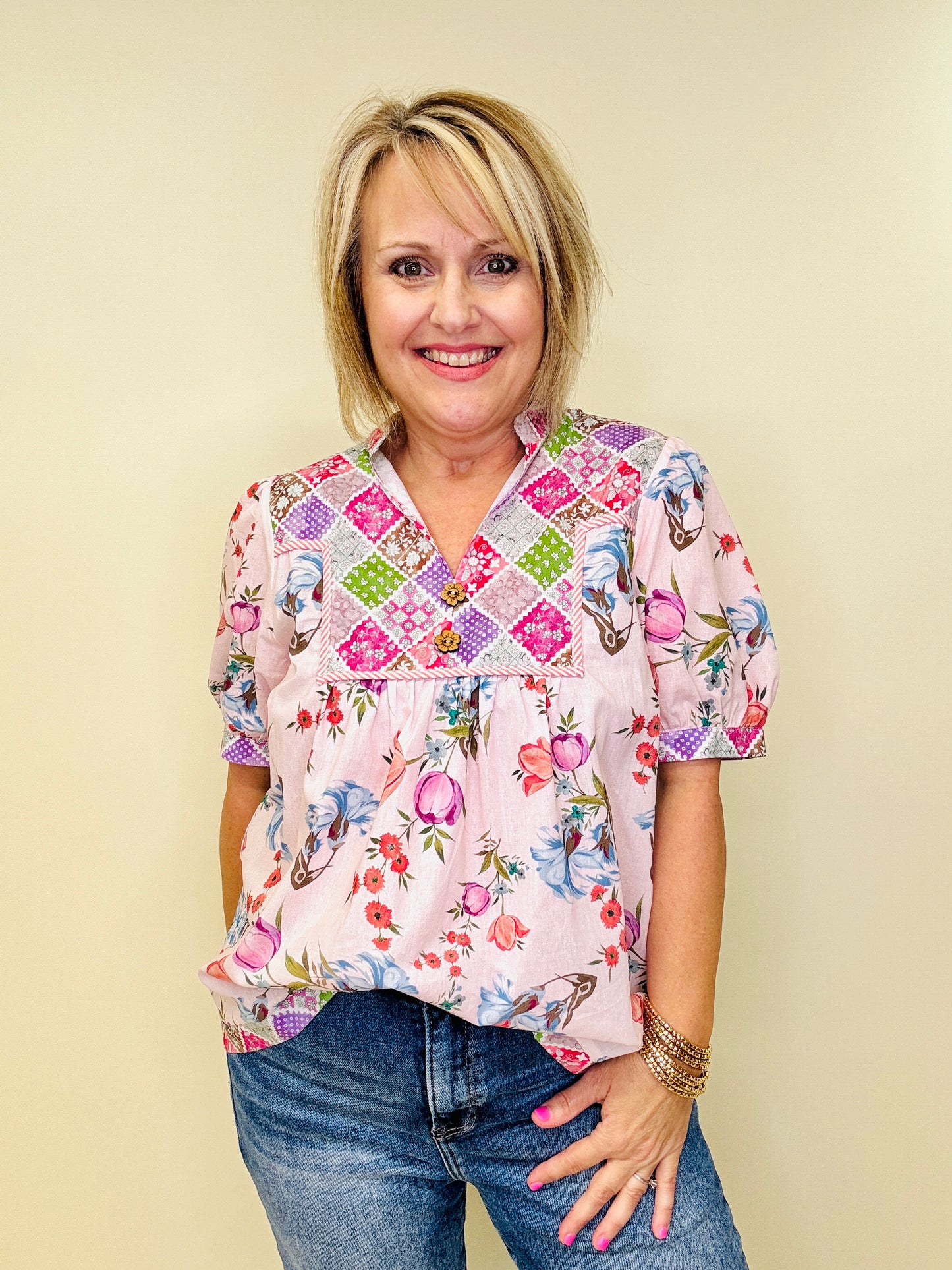 Talk Of Spring Patchwork Top