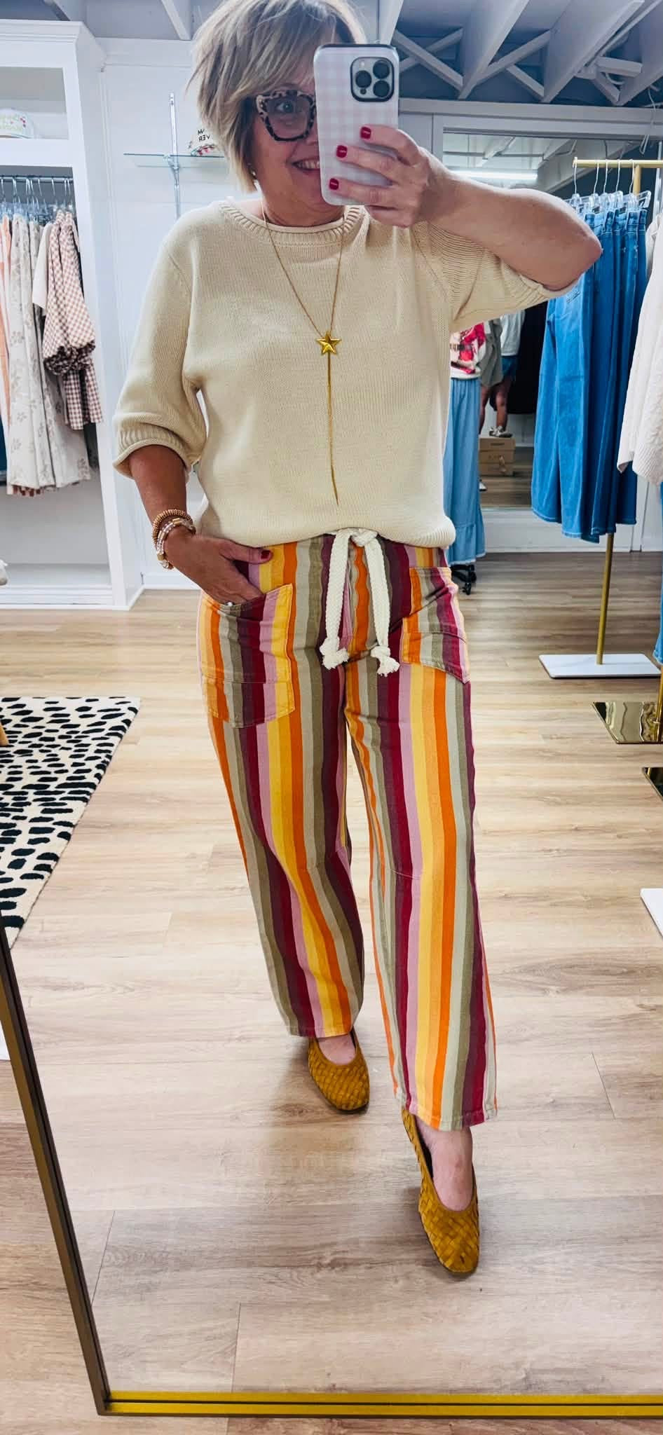Line By Line Burgundy Stripe Pant