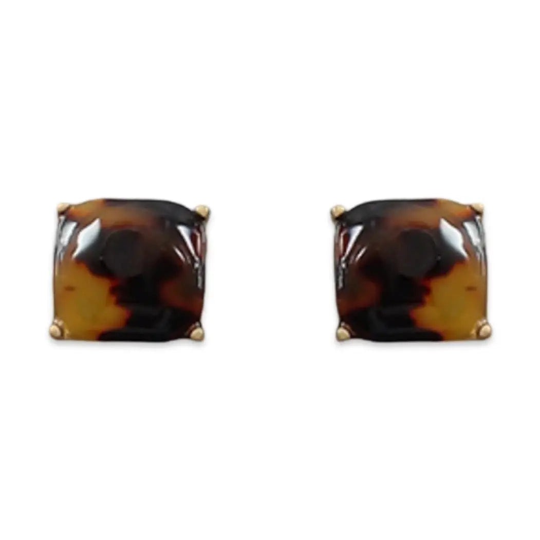 Dark Tortoise Shell Stud Earrings