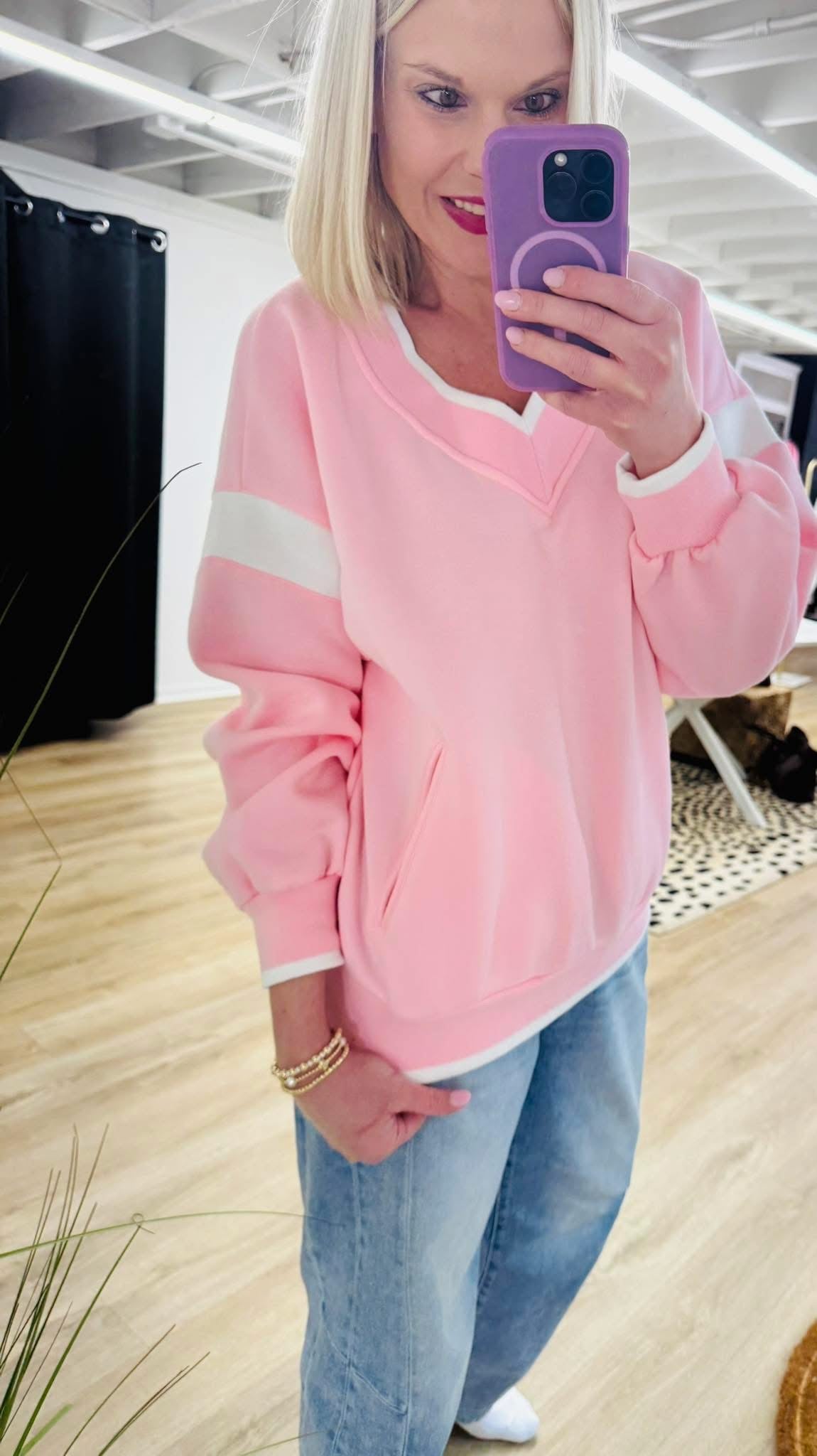 The Maya Oversized Pink Varsity