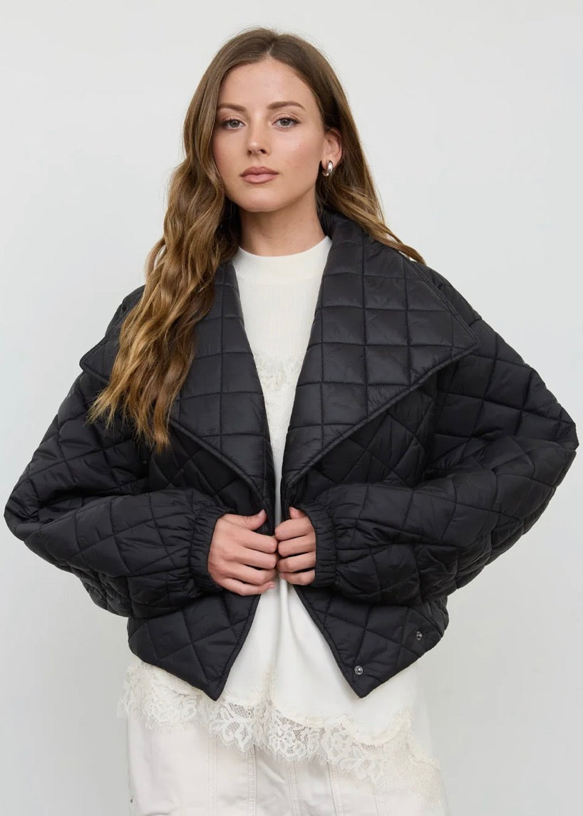 Rosie Quilted Shawl Black Jacket