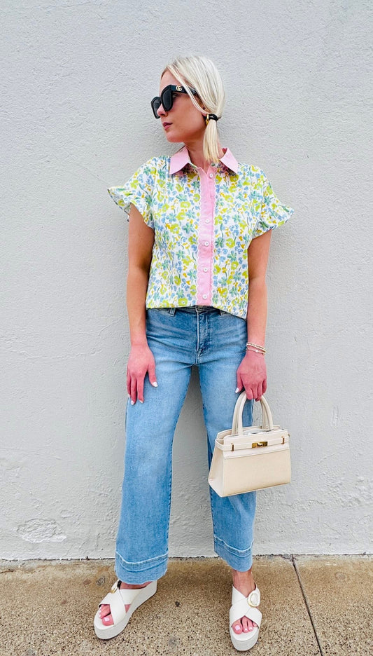 Darling In Florals Scalloped Blouse
