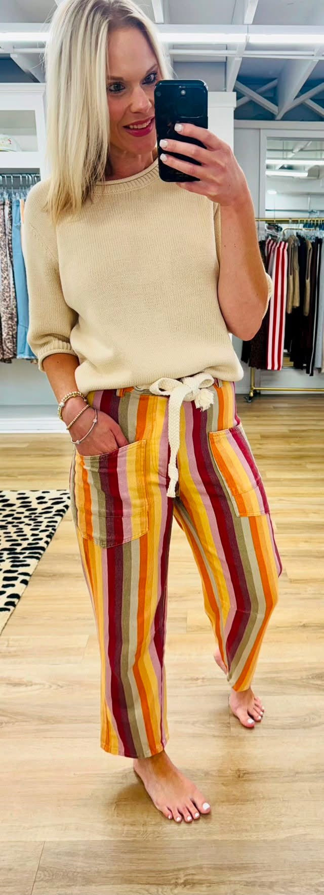 Line By Line Burgundy Stripe Pant