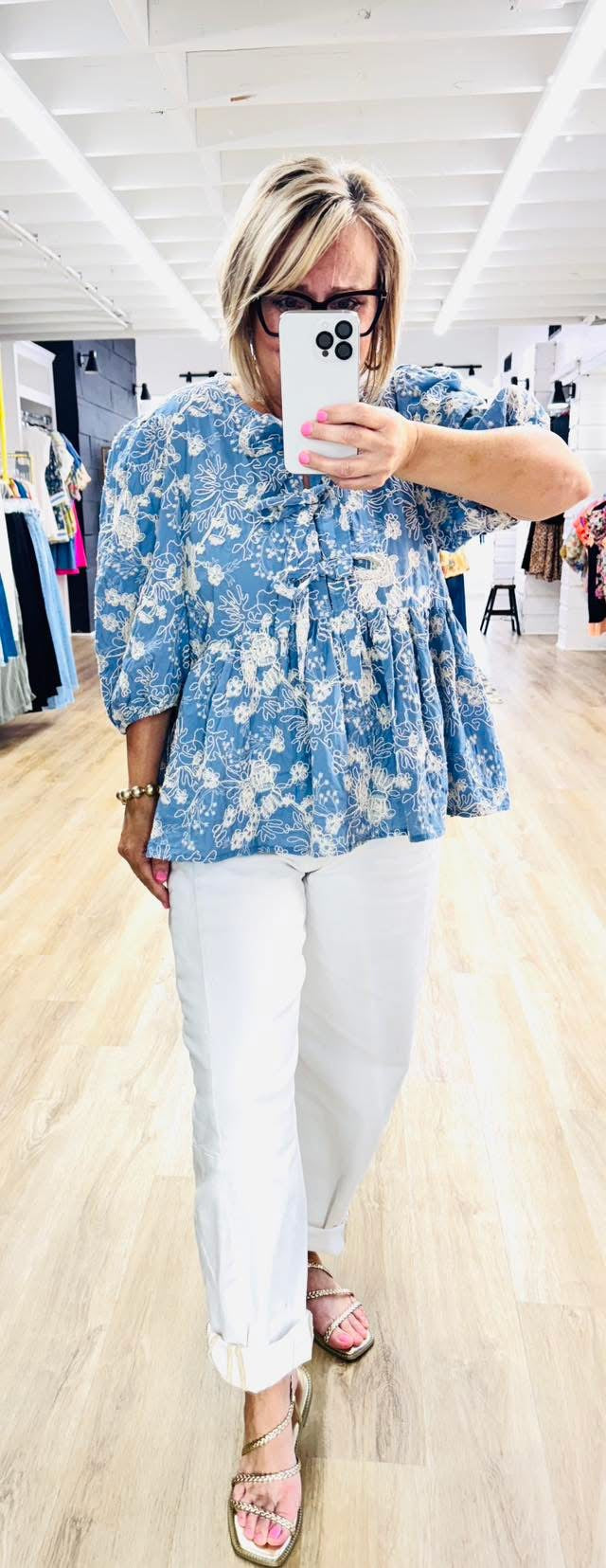 Blissfully Yours Front Tie Blouse