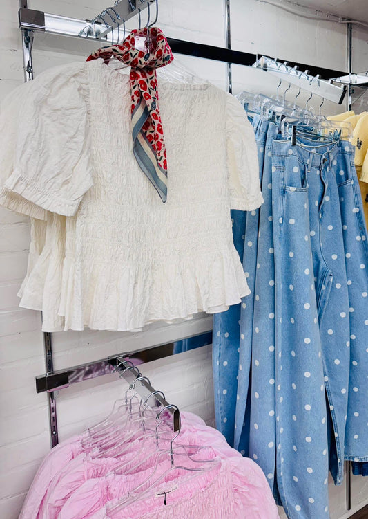 Smocked Short Sleeve Top