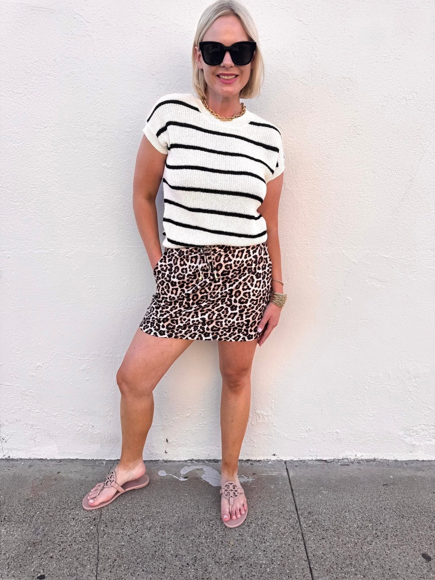 Ivory/Black Stripe Knit Sweater