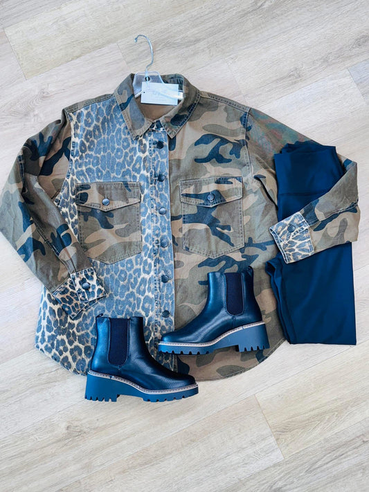 Mixed Camo & Leopard Jacket