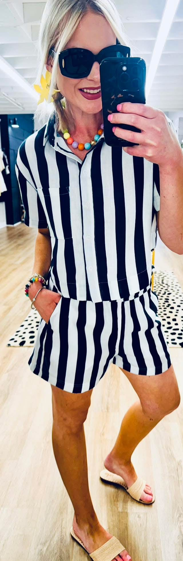 Uptown Muse Striped Short Set