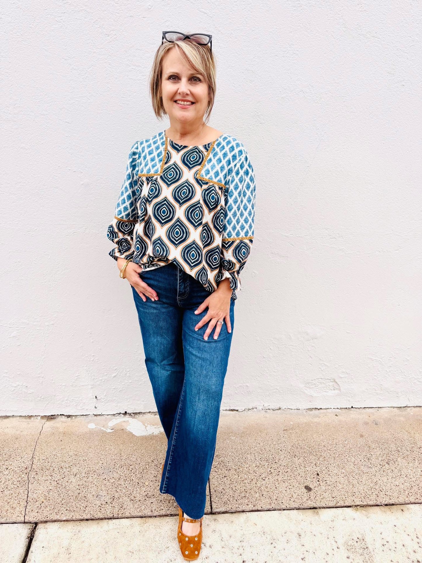Free Time Blue Mix Blouse