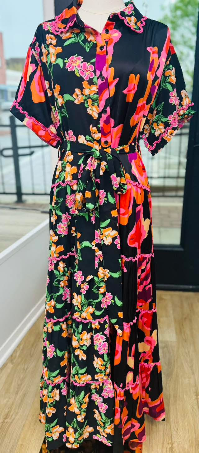 Button Down Floral Maxi Dress