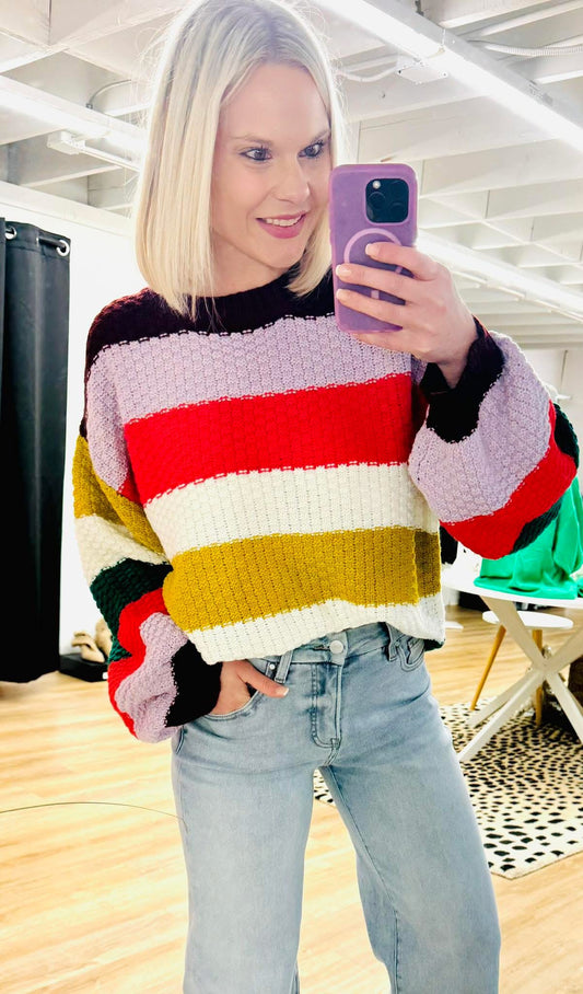 Isle Of Love Striped Knit Sweater