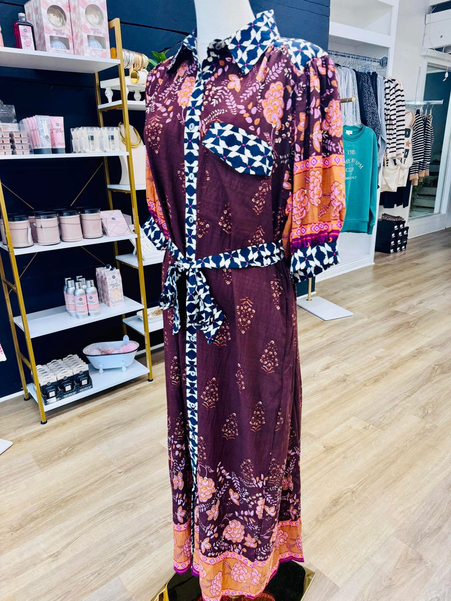 Meadow Merlot Brown Midi Dress