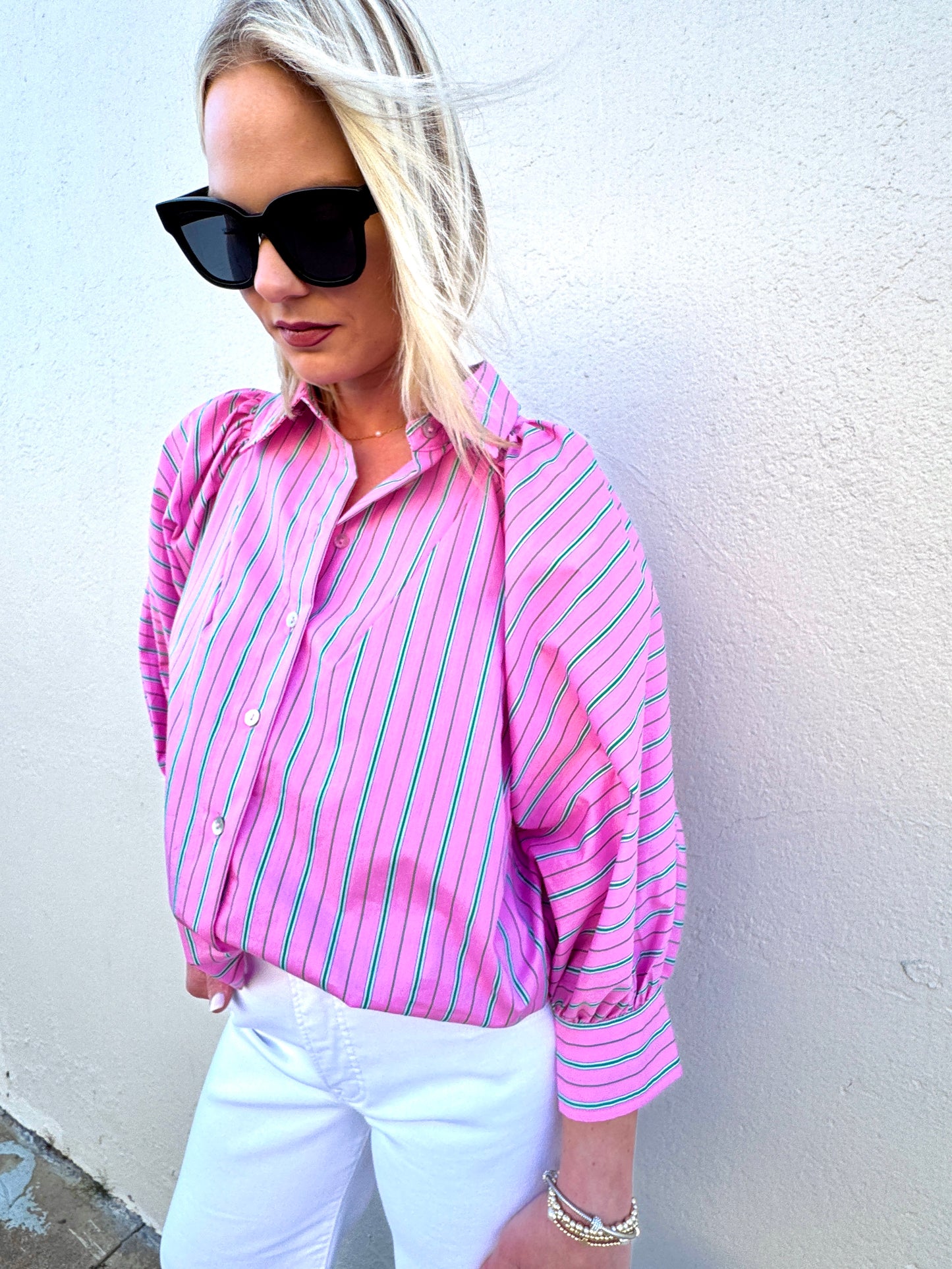Modern Lines Pink Striped Bttn Up