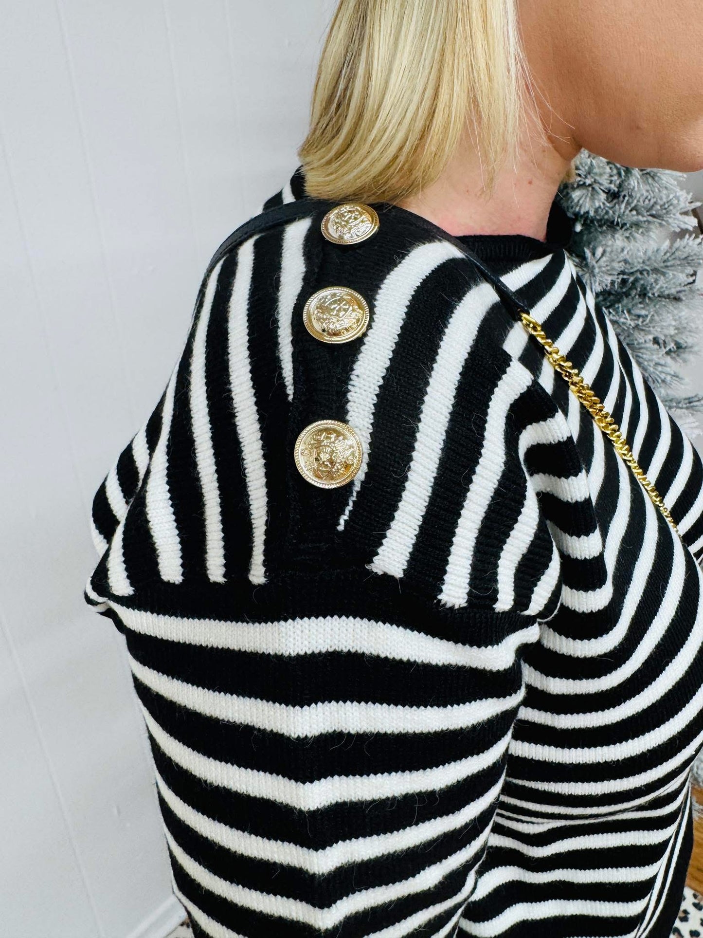 Dear One Buttoned Striped Swtr