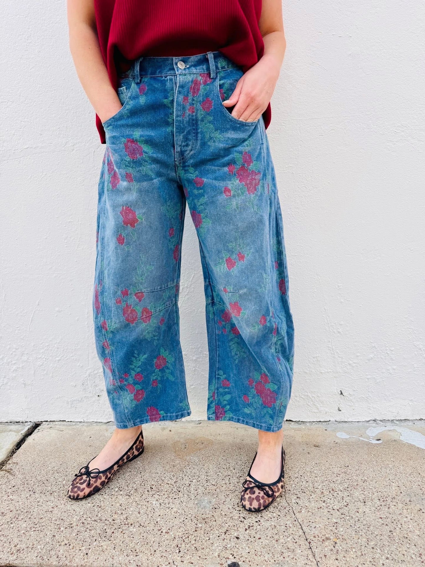 Cover Me In Roses Barrel Jean