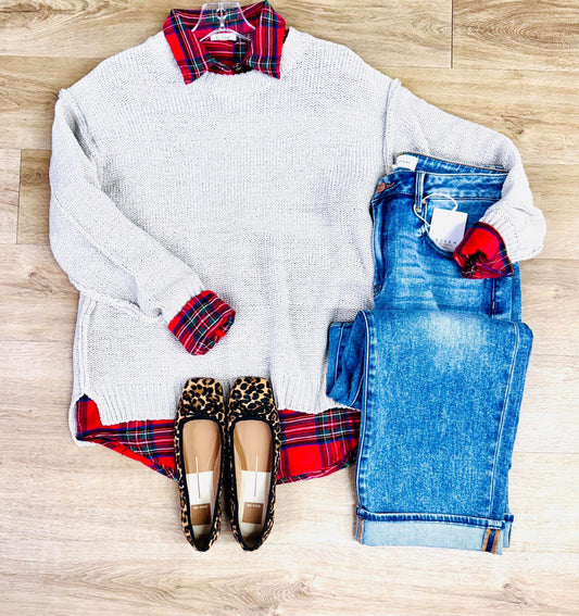 Exposed Seam Round Neck Swtr