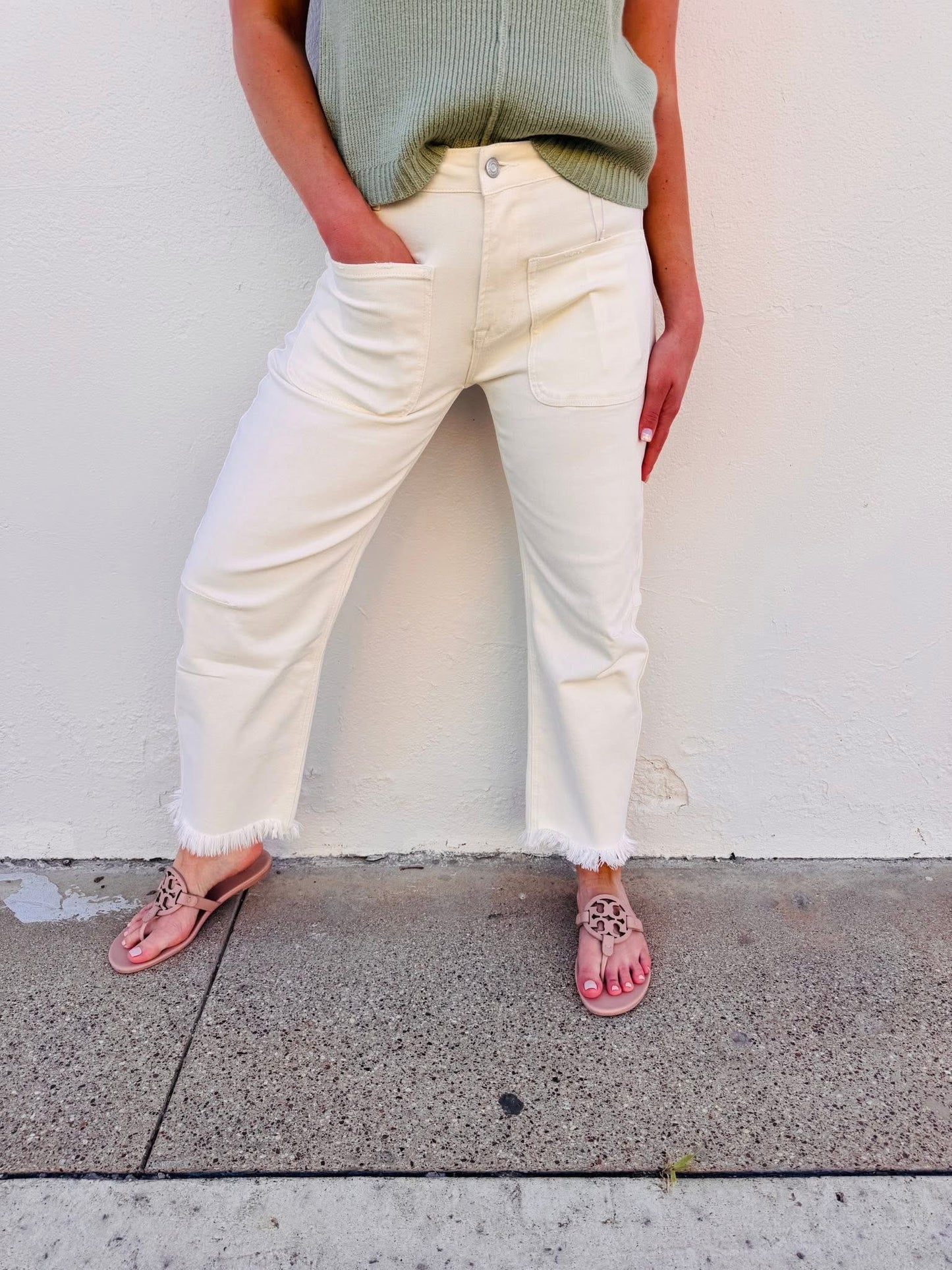 The Kate Ivory Barrel Leg Jeans
