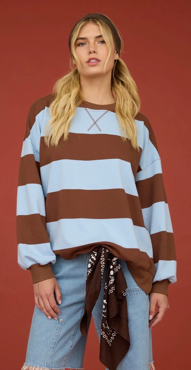 Oversized Wide Stripe Crew Neck