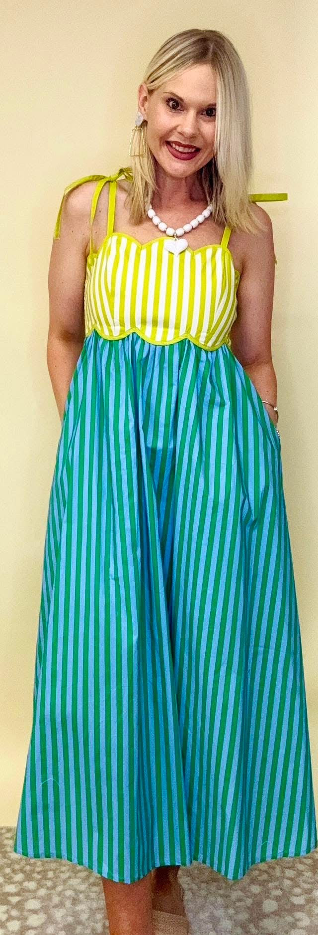 Color Block Stripe Sleeveless Midi