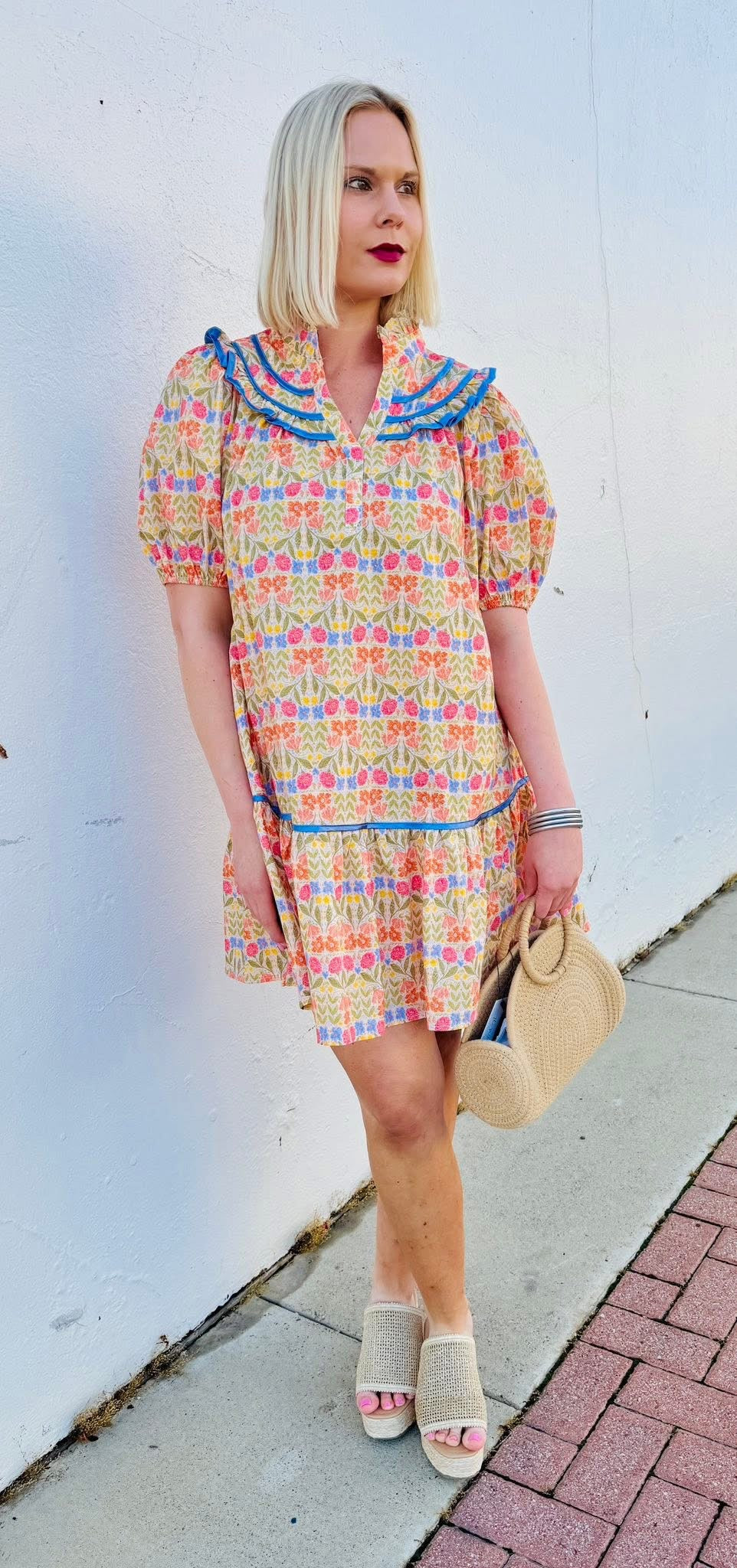 Just Fine Honey Mix Floral Dress