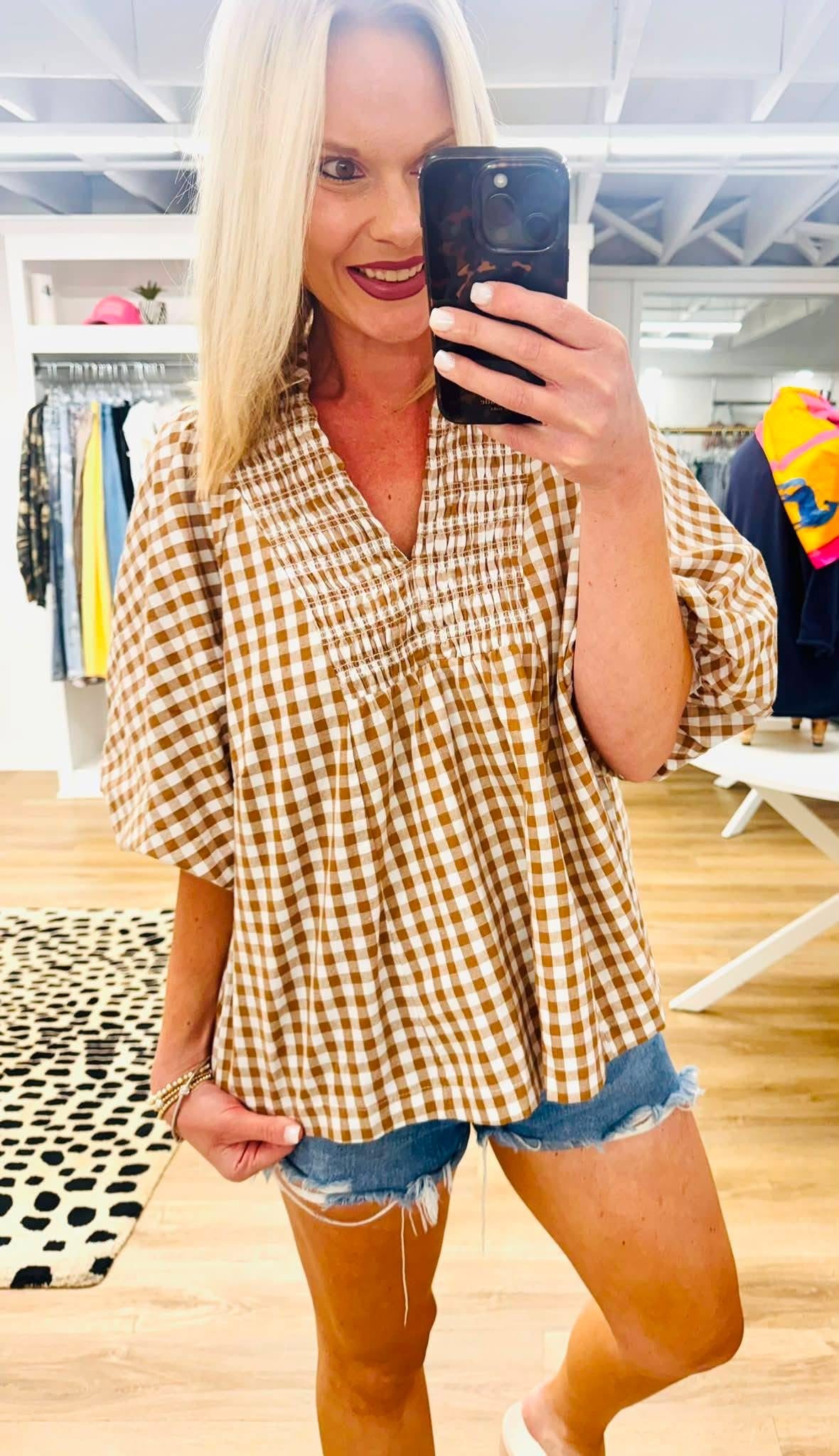 Jamie Brown Gingham Puff Sleeve