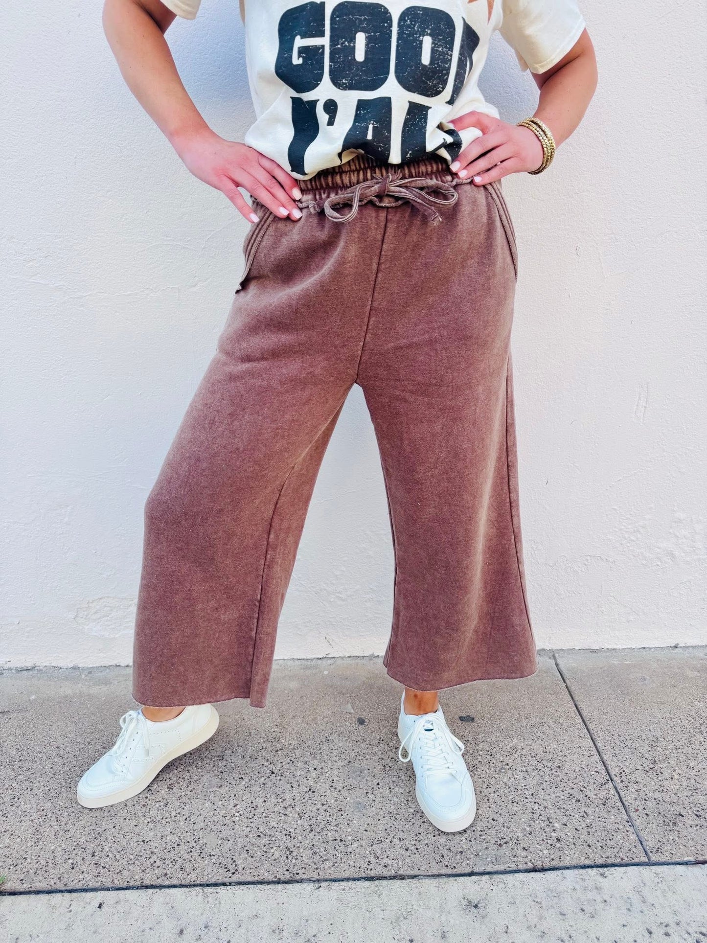 Acid Wash Palazzo Pants