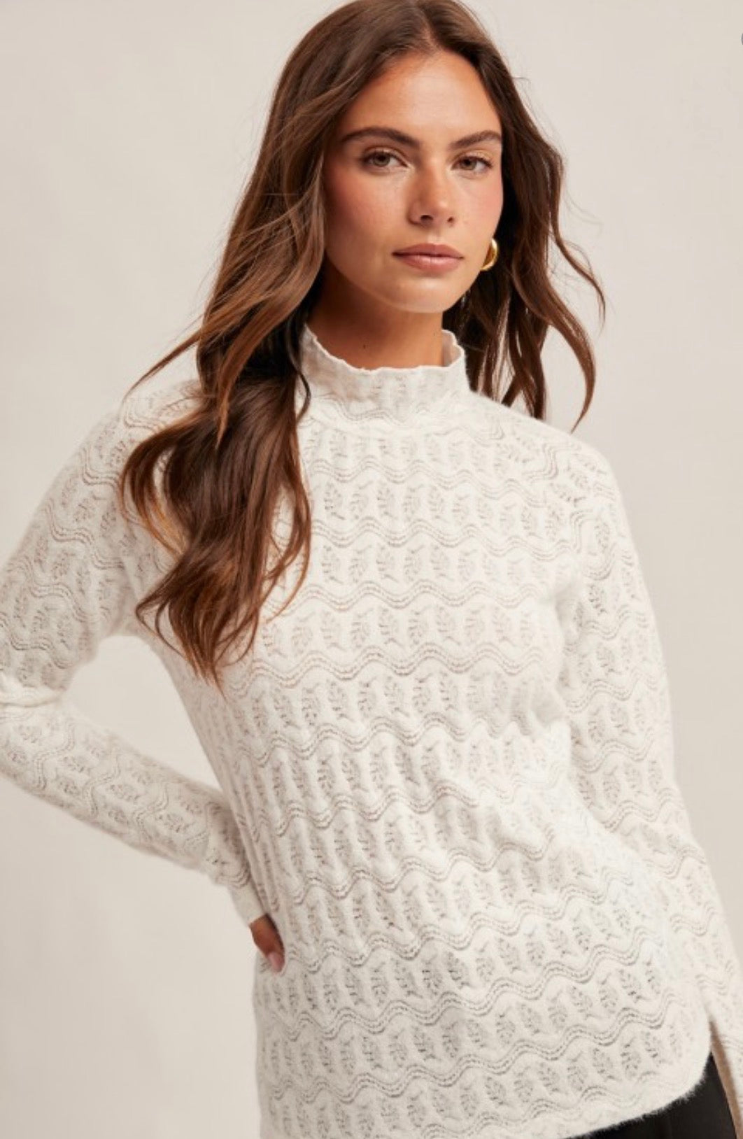 The Helena Off White Mesh Top