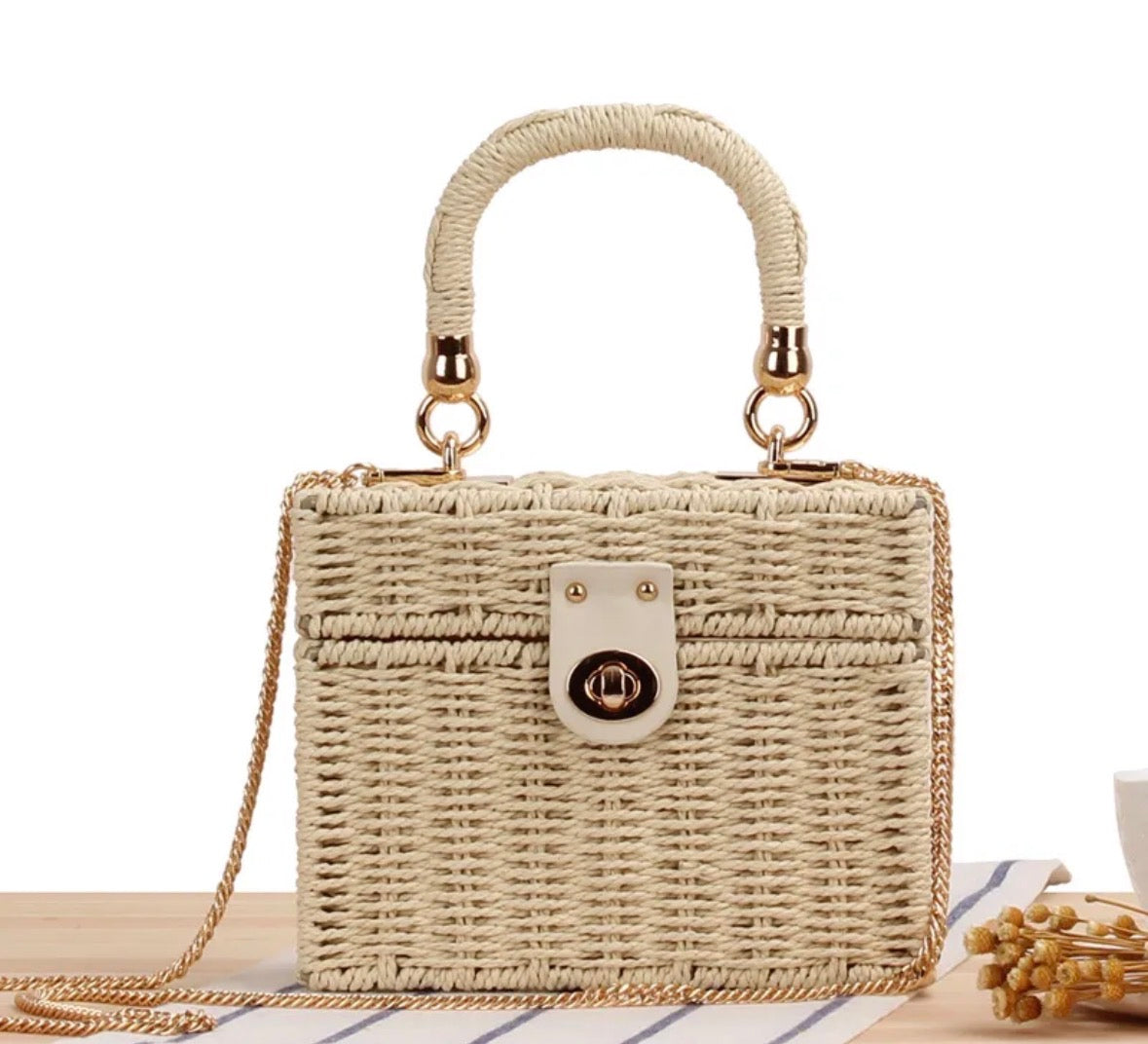 Small Square Straw Bag