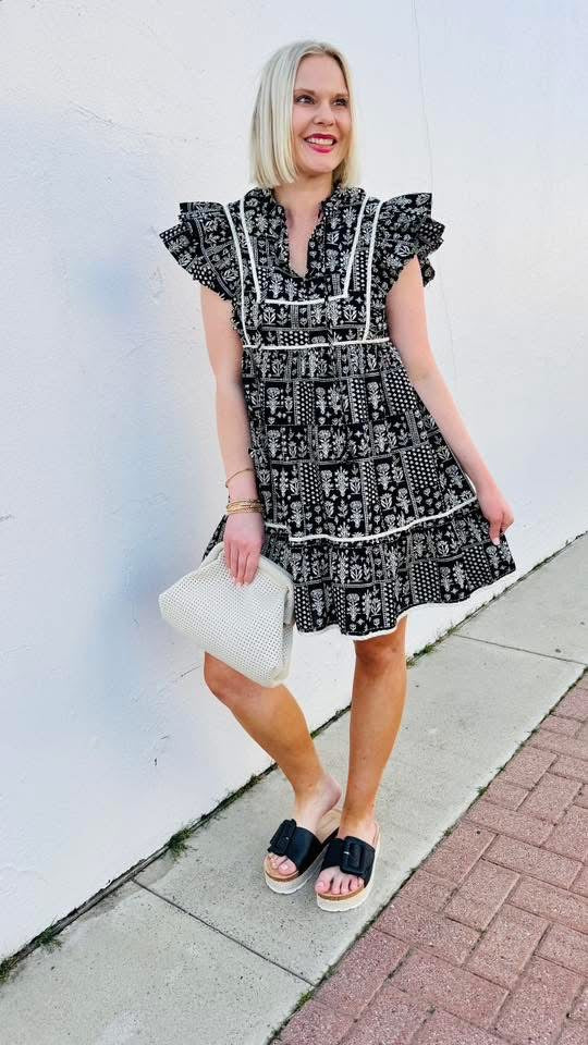 Boho Flutter Sleeve Dress