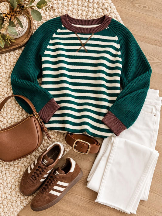 Striped Colorblock Raglan Top