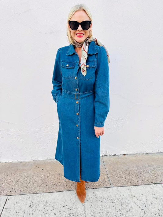Denim Days Ahead Denim Midi Drs