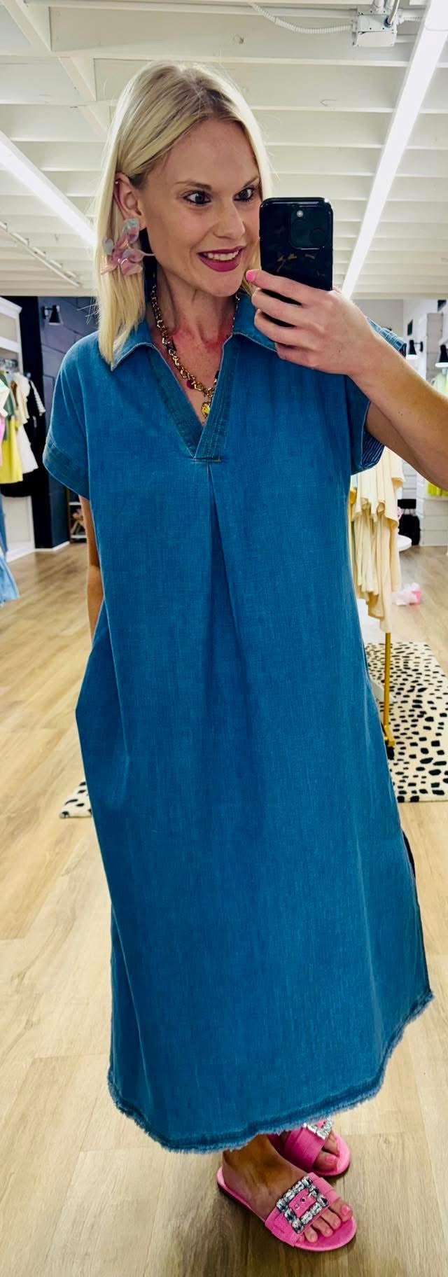 Honeysuckle Dreams Denim Midi