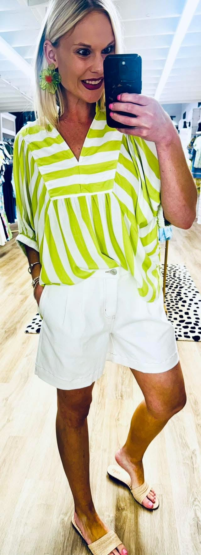 Summer Striped Lime Top