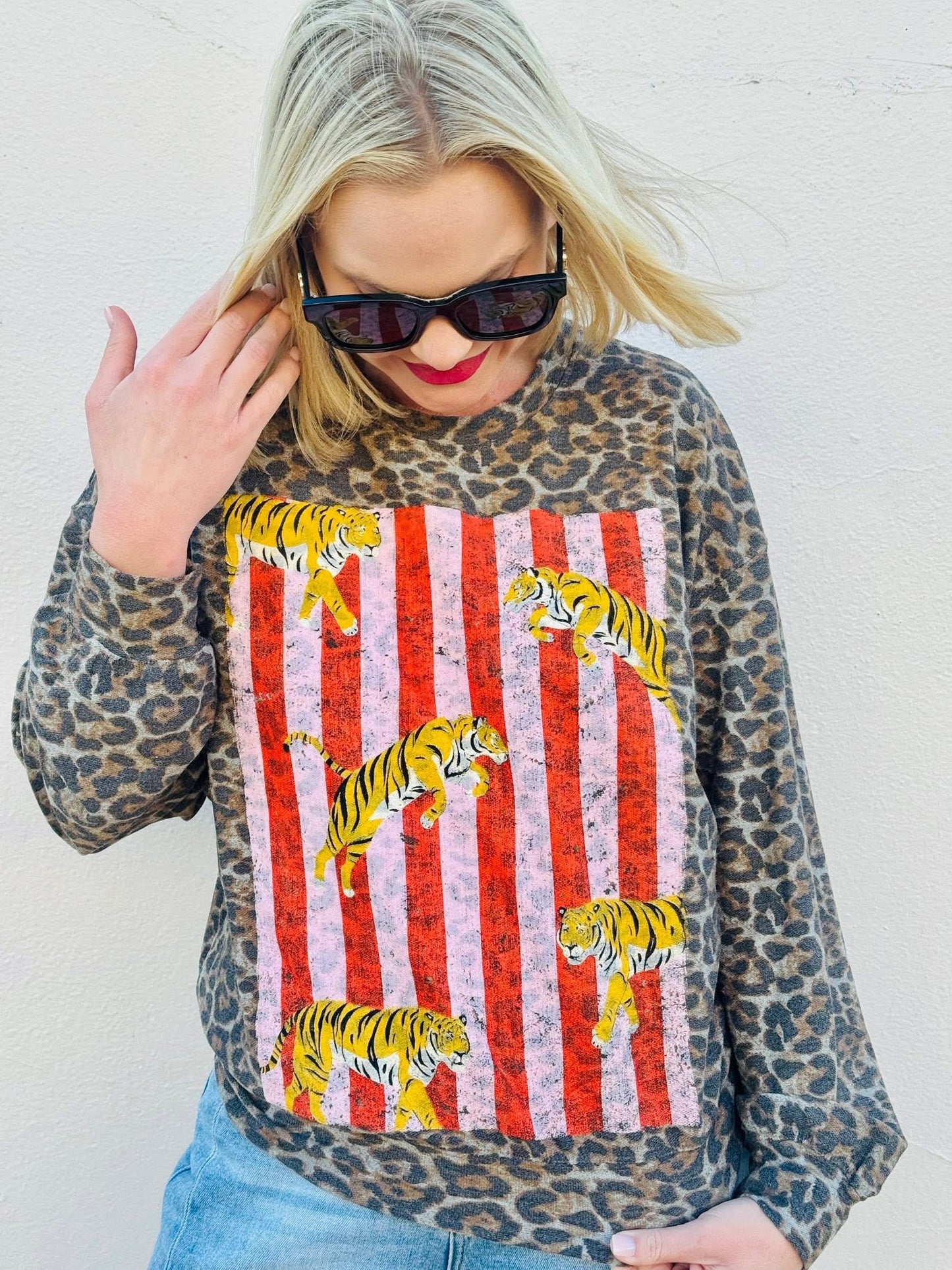 Leopard Striped Long Sleeve Swt