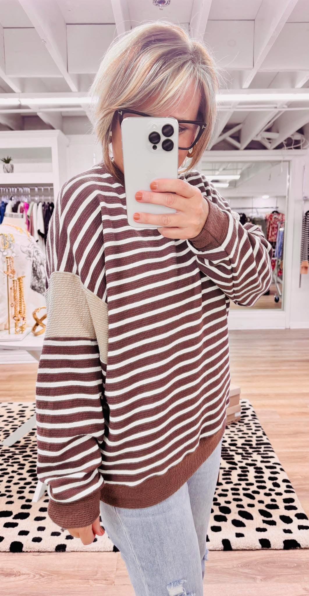 Sweetly Striped Brown Top