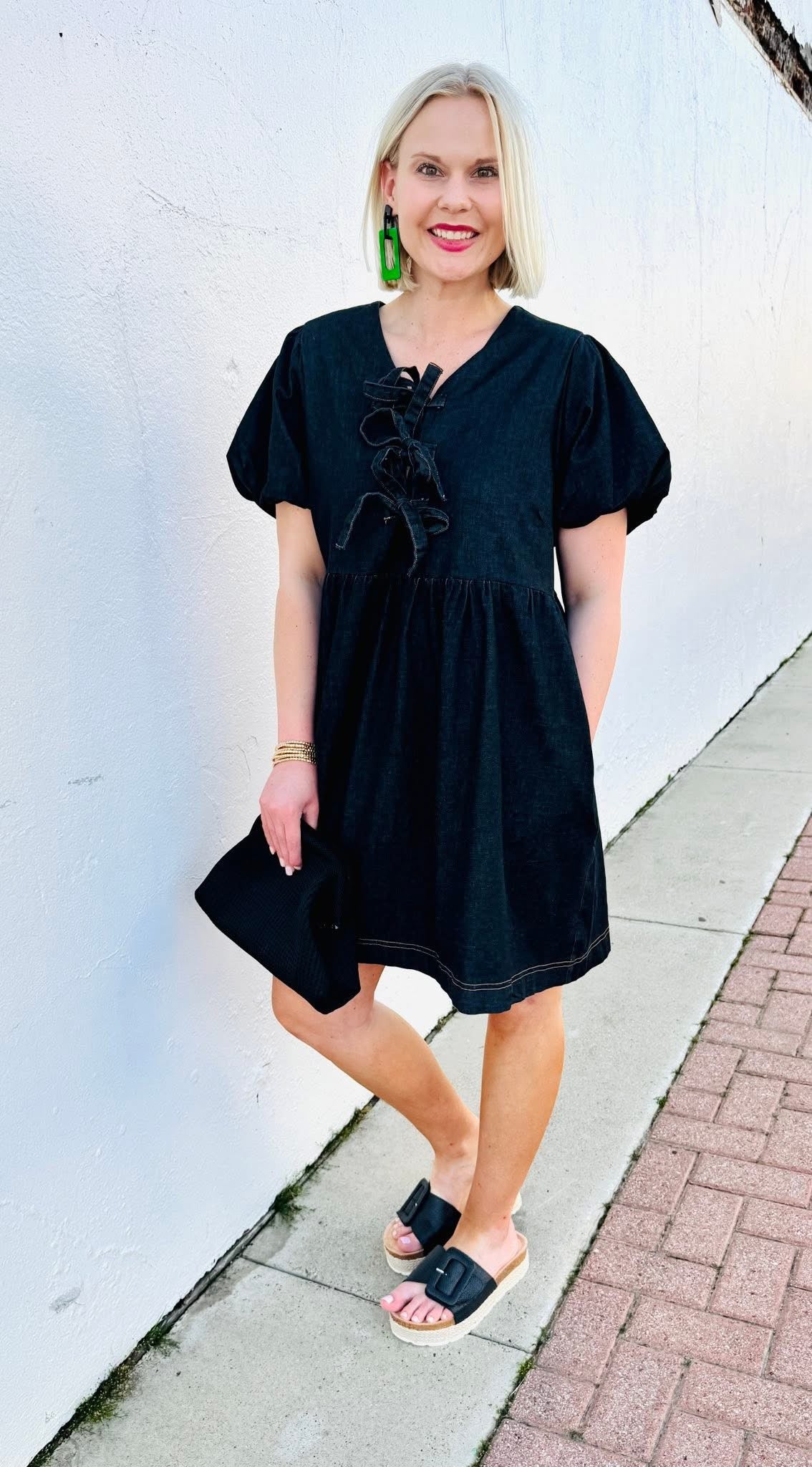Free To Be Me Black Denim Dress