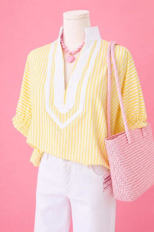 Stripe Me Happy Yellow Top