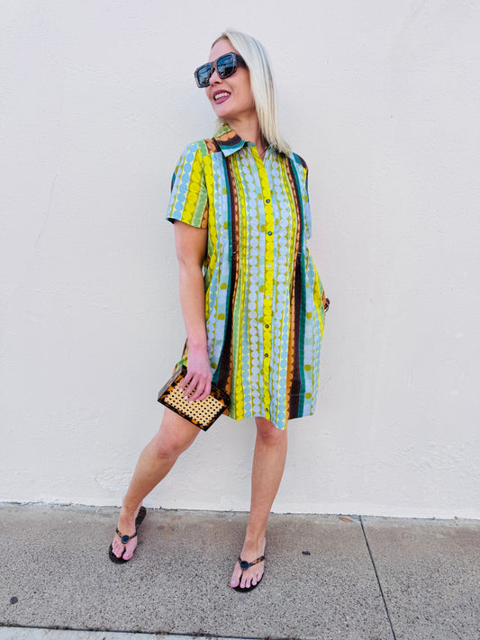 Geometric Striped Mini Dress