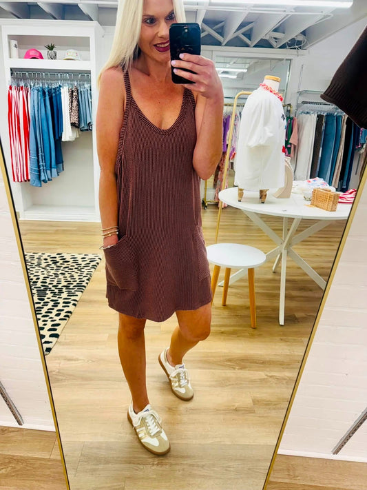 Wave Ribbed Mini Romper Dress