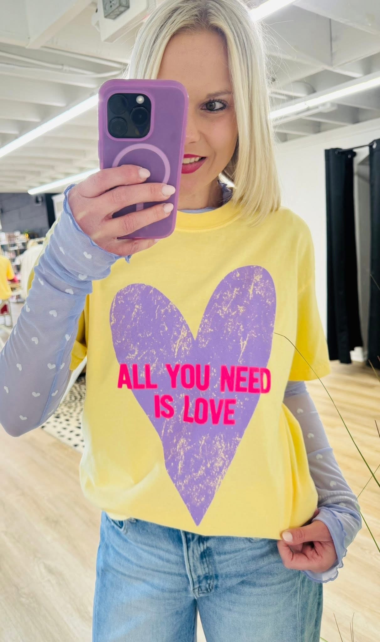 Lavender Heart Mesh Top