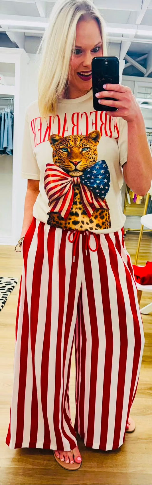 Pier My Way Red Striped Pants